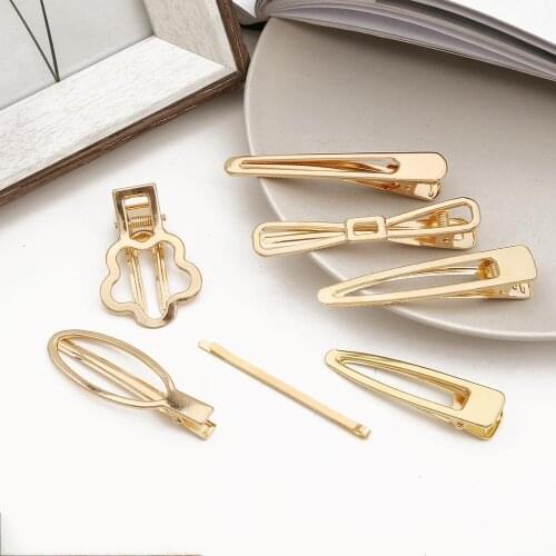 New Fashion 1Pc Various Shapes Gold Hair Clip For DIY Hair Clip Fashion Jewelry Findings Kit Accessories