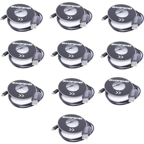 10pcs Baofeng BF-T1 USB Programming Cable Cord CD Firmware For BAOFENG BF-T1 Mini Walkie Talkie BF-9100 Mobile Radio Accessory