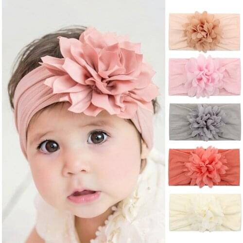 12pcs/lot 2021 Trendy Chiffon Flower Baby Nylon Headband Hot-sale Hair Accessories For Girl Headwear Hairbands Toddler