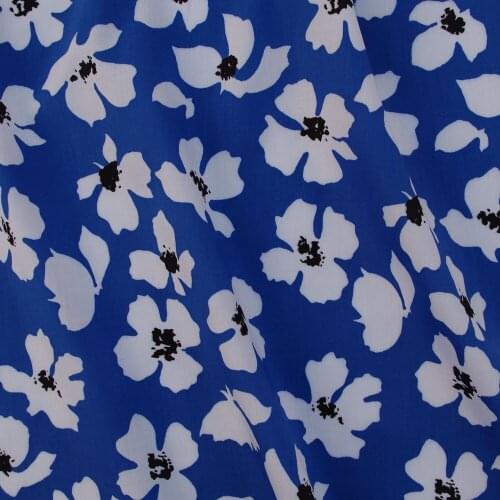 140cmx50cm Cotton sateen Fabric - White flower