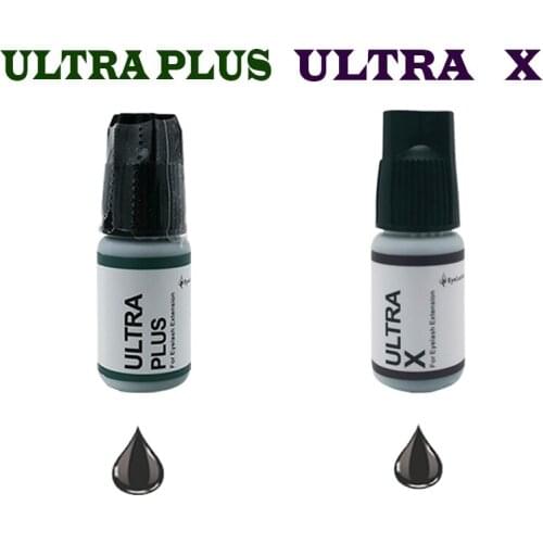 2Bottles Original Korea ULTRA PLUS/ ULTRA X Glue For Eyelash Extension 5ml Low Odor Black Adhesive Fast Dry