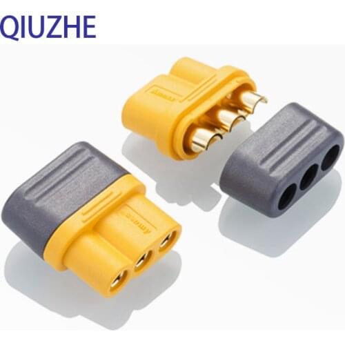 2Pairs of Amass MR60 Plugs With Protective Cover 3.5mm 3-pin Connector T Plug Interface For FPV Lithium Polymer Battery RC Typ