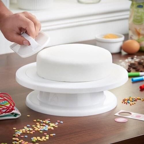 2019 Size:28cm Kitchen Cake Decorating Icing Rotating Turntable Cake Stand White Plastic Fondant DIY Baking Tools(014)