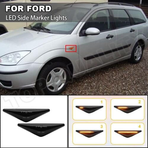 2X Smoked Lens Dynamic Arrow LED Side Marker Lights Repeater Indicator Lamp For Ford Focus MK1 1998-2004 Mondeo MK3 2000-2006