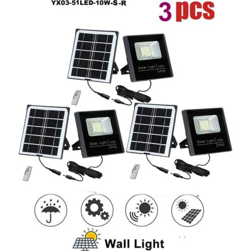 3pcs 51leds Solar lamp Sensor solar Powered Panel Street Light Outdoor Garden Path Spot Wall Emergency Lamp luminaria seperable