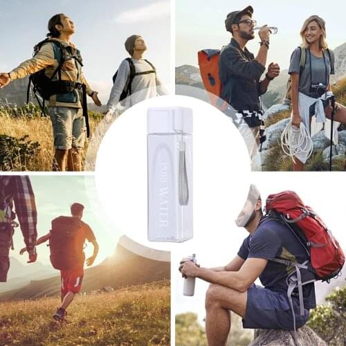 480ml Square Bottle For Water Sport Portable Rope Kids Drinkware Outdoor Leak Proof Water Cup For Home School Office Climbing