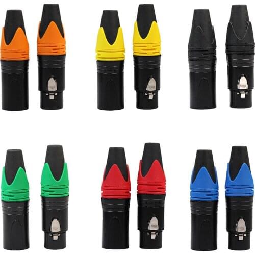 2pcs XLR Adapter 3Pin Male Plug Female Welding Microphone Audio Cable Connector Contact Point Of Coarse Copper Core Plug