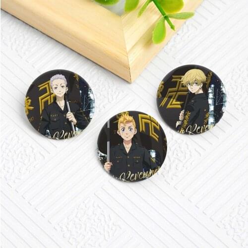 Anime Tokyo Revengers Mikey Draken Baji Figure Badge Round Brooch Pin Gifts Kids Collection Toy