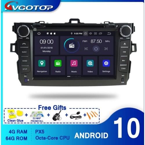 AVGOTOP Android 10 4GB+64GB CAR DVD PLAYER for TOYOTA COROLLA 2008 Carplay Radio IPS HD Screen NAVIGATION