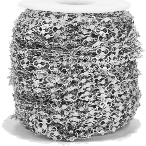 5 Meter Handmade Flower Chains Stainless Steel 6MM Width Welded Link Chain DIY For Choker Necklace Jewelry Accessories