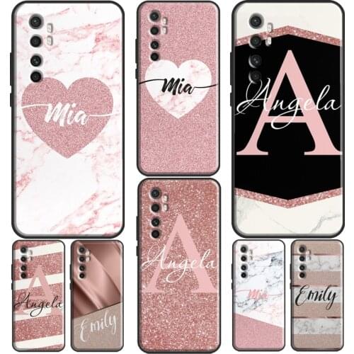 Personalised Name Initial Marble Pink Case For POCO M3 Pro F2 F3 X3 Pro Funda For Xiaomi Mi 11 Lite Ultra Mi 9T 10T Pro Note10