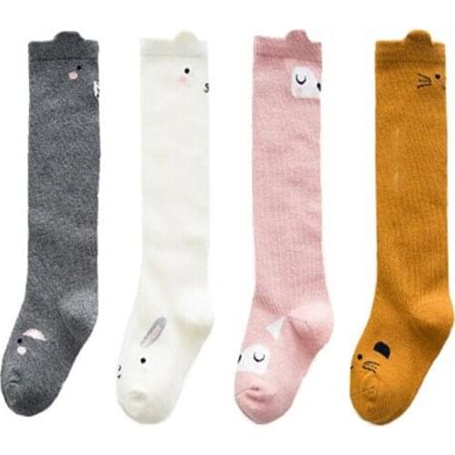 Spring Autumn Unisex Baby Boy long Socks Fashion cartoon cat/bunny/fox squirrel Children Sock Cotton Kids Girl Socks 0 to 3 y