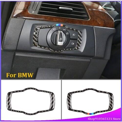 For BMW 3 Series E90 E92 2005-2012 Headlight Switch Frame Real Carbon Fiber (Soft) Car Interior Modification Parts