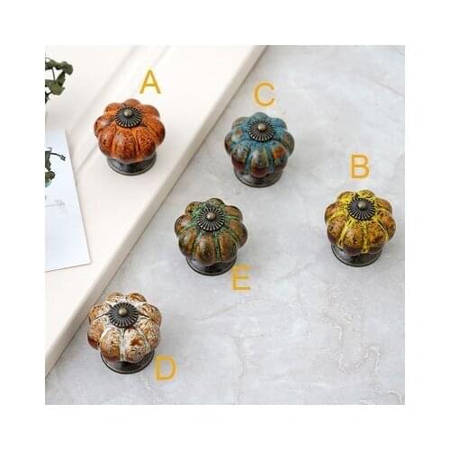 Pumpkin Knobs Ceramic Knobs Dresser Knob Drawer / Cabinet Handle Pulls / Colorful Kitchen Cupboard Knob Furniture Hardware