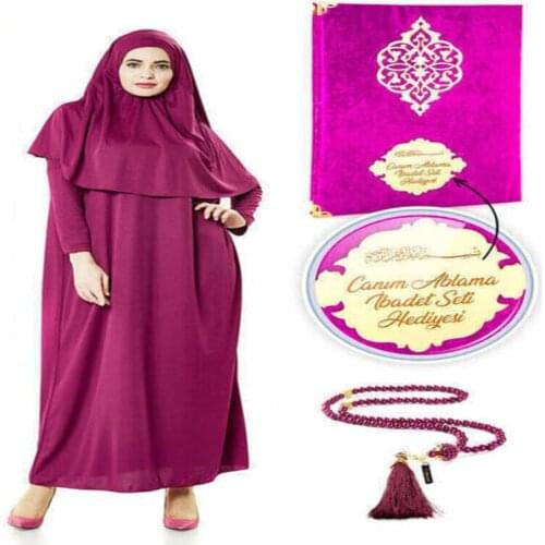 Perfect Muslim Mother Gift Set Prayer Dress Ramadan Islam Set 2021 Muslim Worship Quran Rosary Quality Matching Mother Gift Set