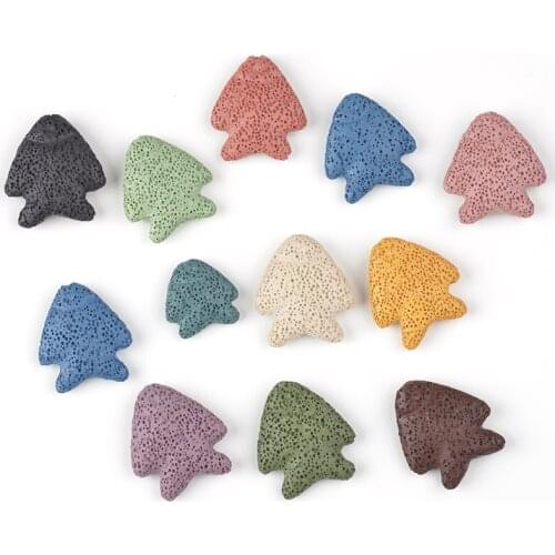 Colorful fish-shaped volcanic rock loose spacer beads jewelry earrings necklace making DIY 35X21/25X17 8mm