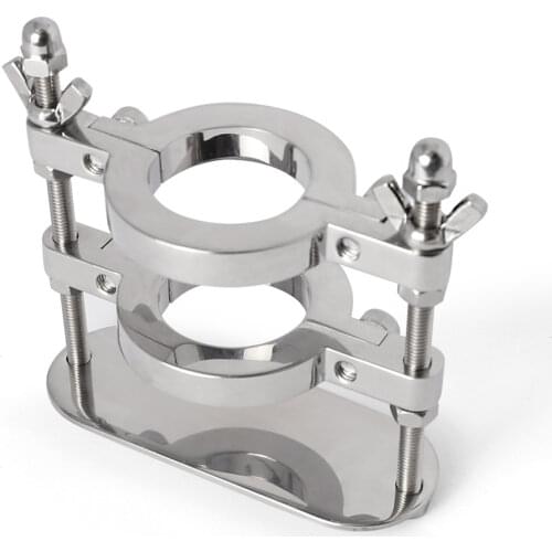 For Men BDSM Double Rings Ball Smasher Crusher Penis Crusher Stainless Steel Scrotum Bondage Ball Stretcher Scrotal Fixture