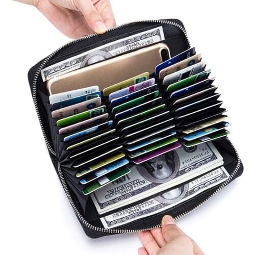 Fashion Leather Card Holder Wallet Classic Male & Women Purse Zipper Wallet With 36 Cards Purse