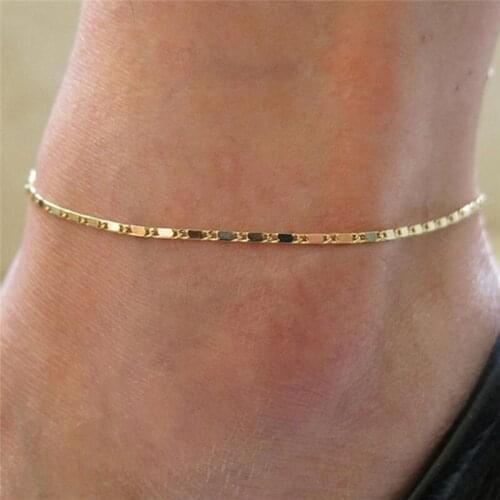 Fashion Gold Thin Chain Ankle Charm Anklet Leg Bracelet Foot Jewelry Adjustable Ankle Bracelets For Women Accessories