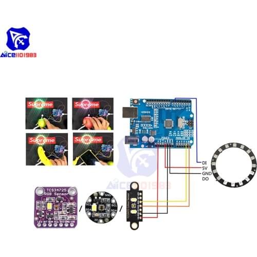 Diymore TCS34725 RGB Light Color Sensor Recognition Module with IR Filter White Illumination LED for Arduino Progammable Board