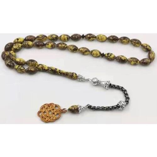 Muslim Mans Yellow Resin Tasbih 33 prayerbeads Turkey Royal handmade islam rosary New design Misbaha Muslim Rosary