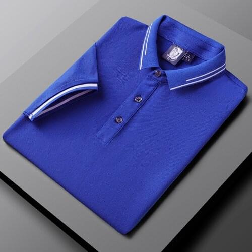 2021 Summer New Mens Polo Shirt Daily Business Cotton Side Stripe Polo Shirt Lapel Short Sleeve Large Size Mens Short Sleeve