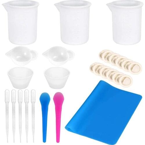 Mixing Silicone Measuring Cup Dropper Stick Mat DIY Jewelry Making Tools Kit Non-stick Cooking Tool Sets