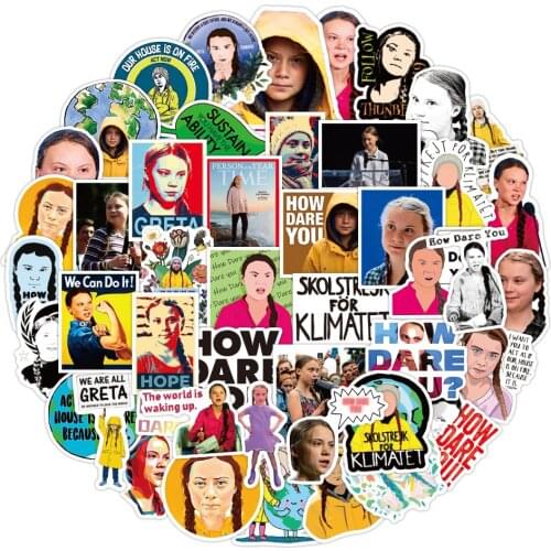 10/50 Pcs/pack Greta Thunberg Stickers Laptop Guitar Luggage Skateboard Fridge Phone Waterproof Graffiti Sticker Decal Kid Toys