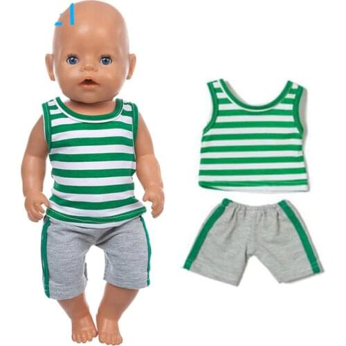 2021 New Summer Wear Set Fit For 43cm Reborn Baby Doll 17 Inch Born Baby Doll Clothes