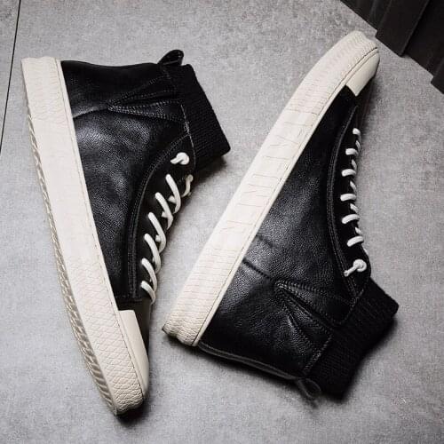 Wear casual loafers leather hightop leisure shoe sport high mens shoes causal boot top sneaker sneakers vintage mens fashion