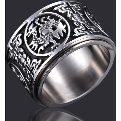 S925 silver original creative dragon pattern Chinese elements without inlay big domineering exaggerated niche design mens ring