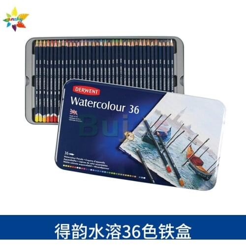 12/24/36/72 Colors Derwent Original Water Soluble Colored Pencils Iron box with Vivid color Artist Drawing Children School Set