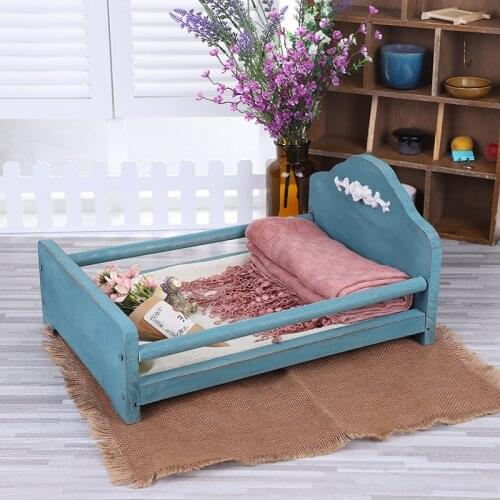 Newborn Props For Photography Kids Wooden Detachable Vintage Bed Infant Fotografia Accessories Baby Photo Shoot Furniture Chair
