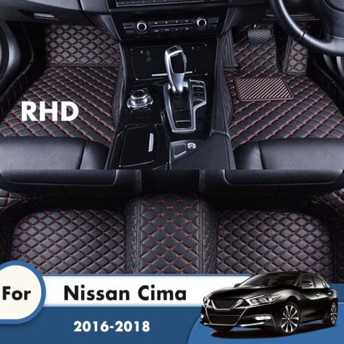 RHD Custom Car Floor Mats For Nissan Cima 2018 2017 2016 Auto Foot Pads Car Styling Decoration Automobile Carpet Rugs Covers