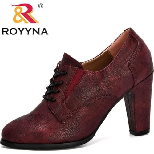 ROYYNA 2020 New Designers Lace Up High Heels Korean Fashion Pumps Women Elegant Shoes Woman Trendy Lady Shoes Outdoor Footwear