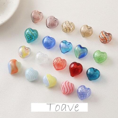 Love Peach Heart Stained Glass Ball Beads Straight Hole Retro diy Beaded Hand-made Earrings Necklace Material Accessories