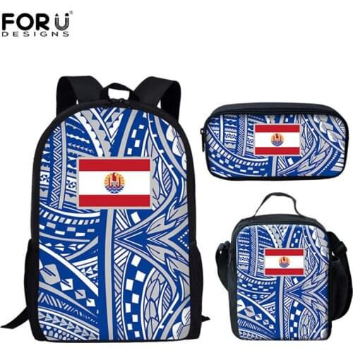 School Bag for Teenager Tahiti Tribe Flag Printing Schoolbag 16inch Large Capacity Children Book Bag Light Traveling Backpack