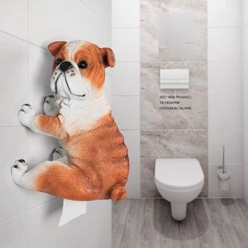 Modern Tissue Box Resin Dog Paper Towel Holder Wall Hanging Crafts Decoration Bathroom Toilet Wall Mural Ornaments Accessories