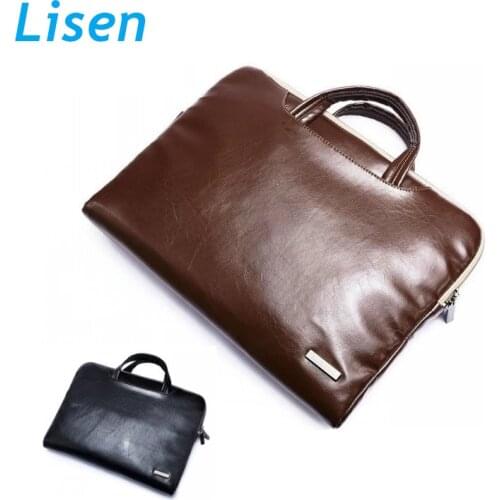 Brand Lisen PU Leather Handbag Laptop Bag 11",13",15",15.6 inch,Briefcase Portable KUMON Case For MacBook Air,Pro,DropshipF216