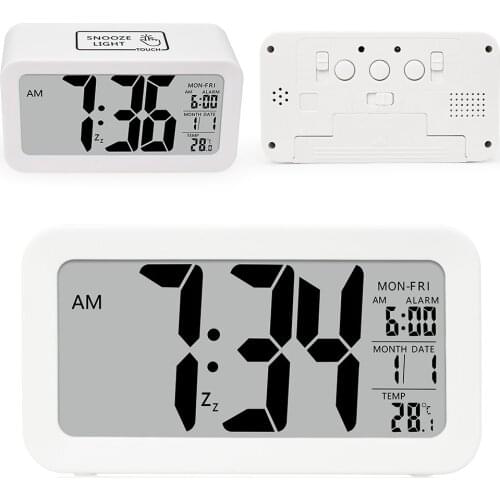 TXL smart Alarm Clock light sensor, Temperature Calendar Day display, Childern Digital clock Kids backlit nightlight auto dimmer