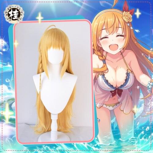 Uwowo Princess Connect! Re:Dive Pecoline/Pecorine Gold Wig 100cm long Hair Synthetic Heat Resistant Fiber Eustiana