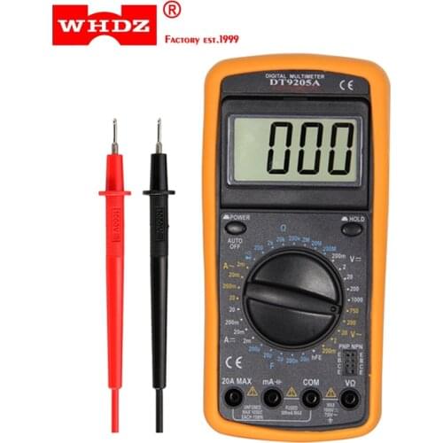 WHDZ DT9205A Professional Digital Multimeter Electric Handheld Ammeter Voltmeter Resistance Capacitance hFE Tester AC DC LCD