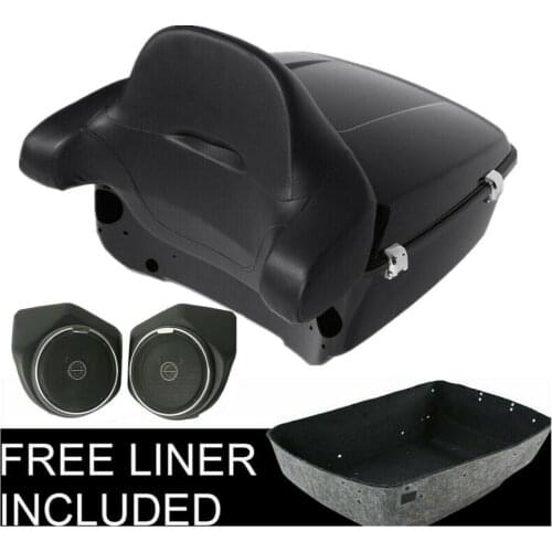 Motorcycle King 13.7" Pack Trunk Backrest + Speakers For Harley Tour Pak Touring Road Glide Street Glide FLHTCU 2014-2019