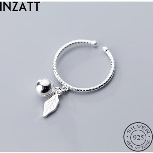 INZATT Real 925 Sterling Silver Minimalist Opening Pendant Ring Light Bead Leaves For Women Party Fine Jewelry 2019 Cute Gift