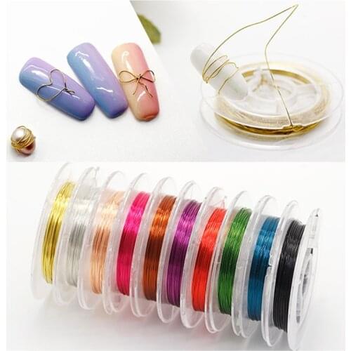 1 Roll 0.3mm 10 Colors Roll Striping Tape Metal Copper Wire Design For DIY Nail Art Decoration