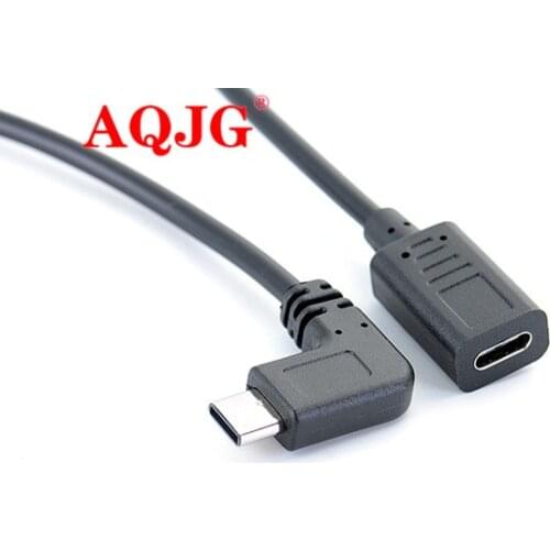 1pc 27cm 90 Degree Right Angle USB-C Extender Professional USB3.1 Type C Male To Female Extension Data Cable