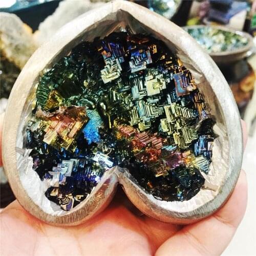 1Pcs Rare Colorful Bismuth Ore Pyramid Collect Energy Reiki Healing Bismuth love heart Crystals making Bismuth Metal crystal