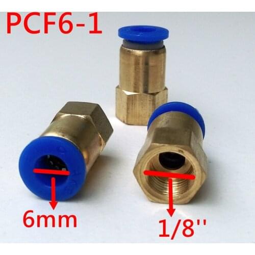 10pcs/lot 6mm Tube 1/8'' Internal Thread Pneumatic Fitting Quick Joint Connector PCF6-1