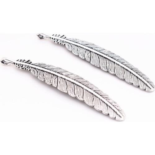 105x22mm 3pcs Antique Silver Plated Feather Style Handmade Charms Pendant:DIY for necklace bookmark-P1-09