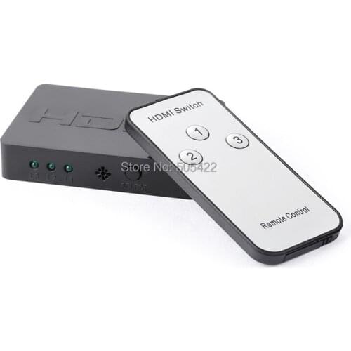 200pcs/lot new 3x1 MINI HDMI Splitter 3 Port Hub Box Auto Switch 3 In 1 Out Switcher 3D 1080p HD 1.4 With Remote Control